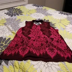 NWT mock neck lace overlay tank